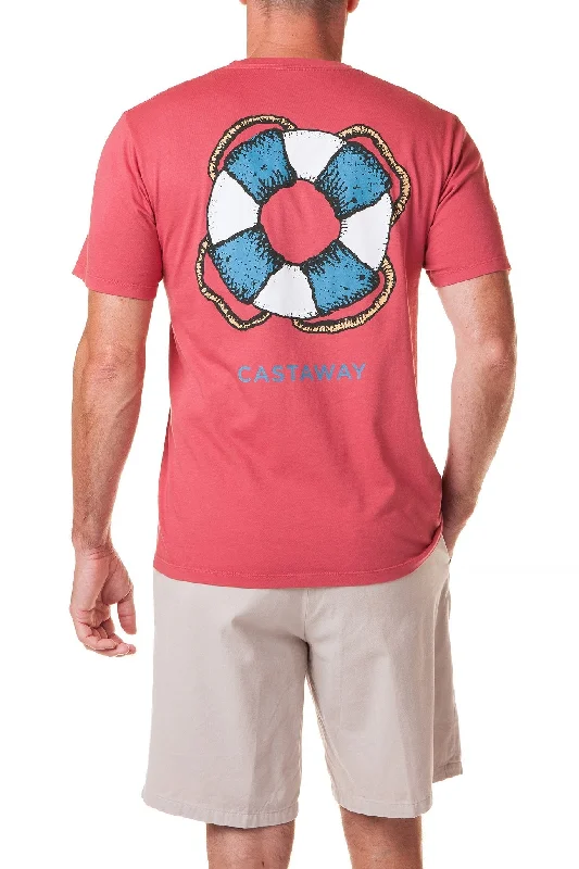 Men's Distressed Denim Casual Shirts with Frayed Edges for a Trendy and Rugged LookBeach Tee Cardinal Red Castaway