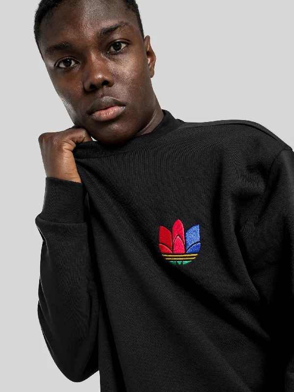 3D Trefoil Graphic Crew Sweatshirt in Black