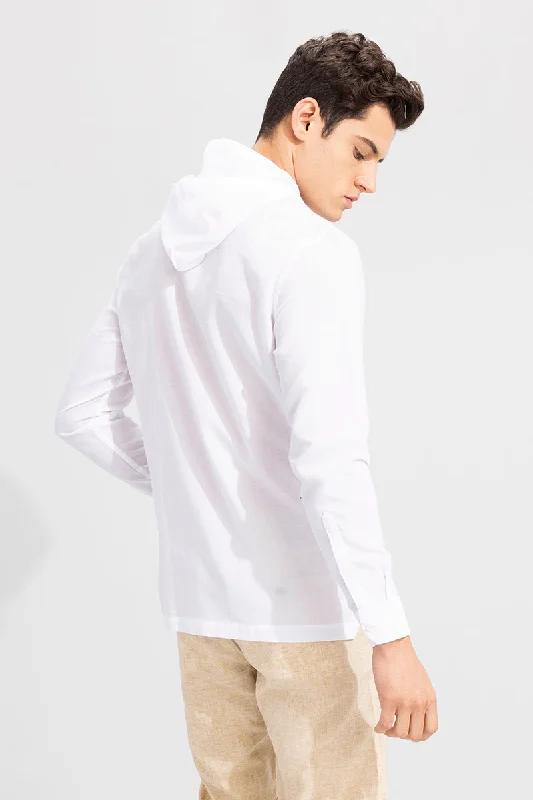 Brezee Linen White Hoodie Shirt