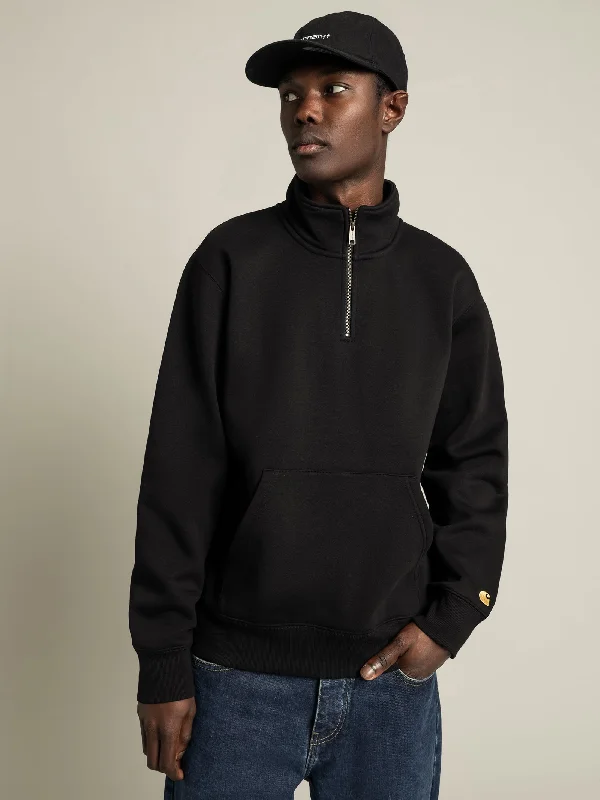 Chase Neck Zip Sweat in Black