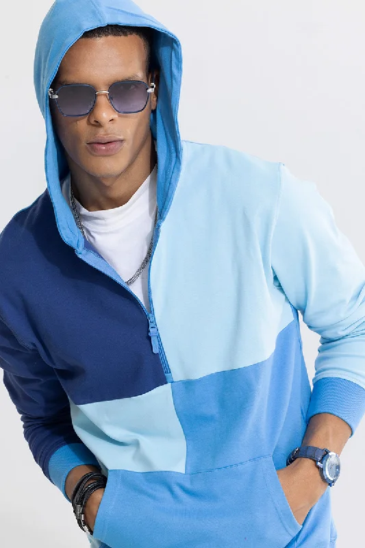 Colour Block Blue Hoodie