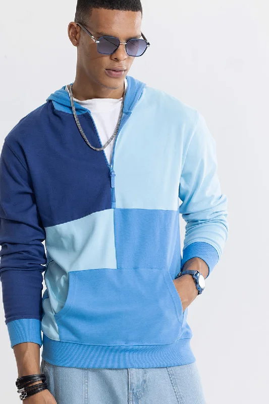 Colour Block Blue Hoodie