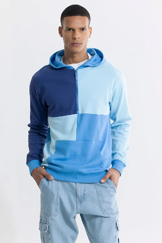 Colour Block Blue Hoodie