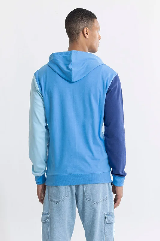 Colour Block Blue Hoodie