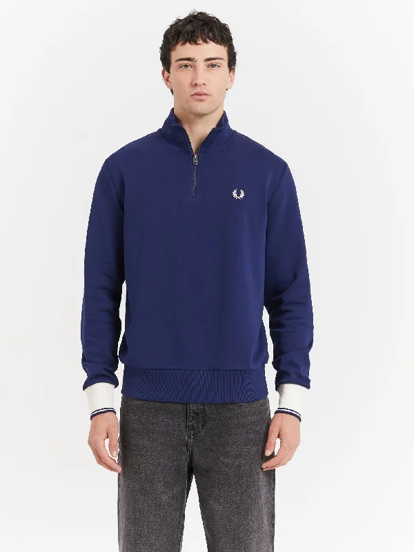 Contrast Cuff Laurel Half Zip in Navy