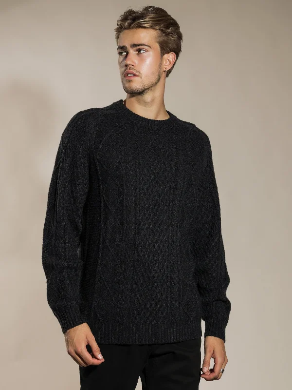 Dexter Cable Knit Jumper in Charcoal