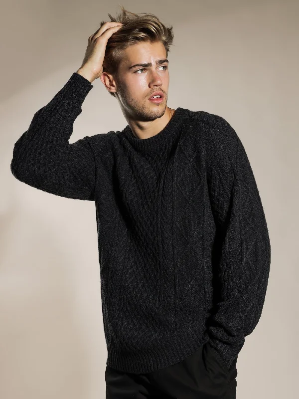 Dexter Cable Knit Jumper in Charcoal