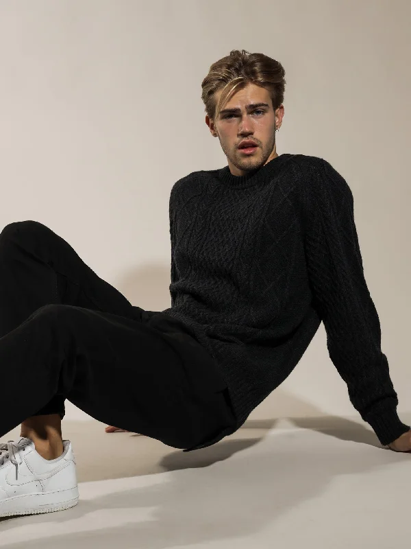 Dexter Cable Knit Jumper in Charcoal