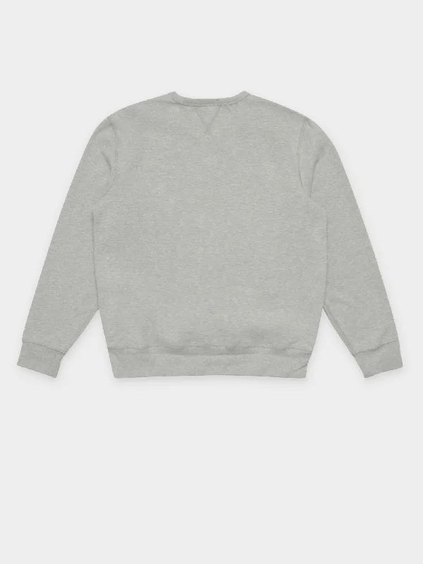 Fleece Long Sleeve Crew in Grey Marle & Blue