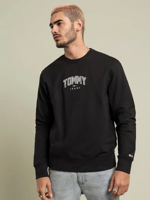 Lightweight Crew Neck Sweatshirt in Black