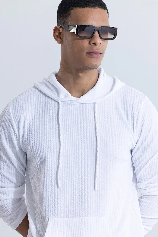 Liney White Hoodie