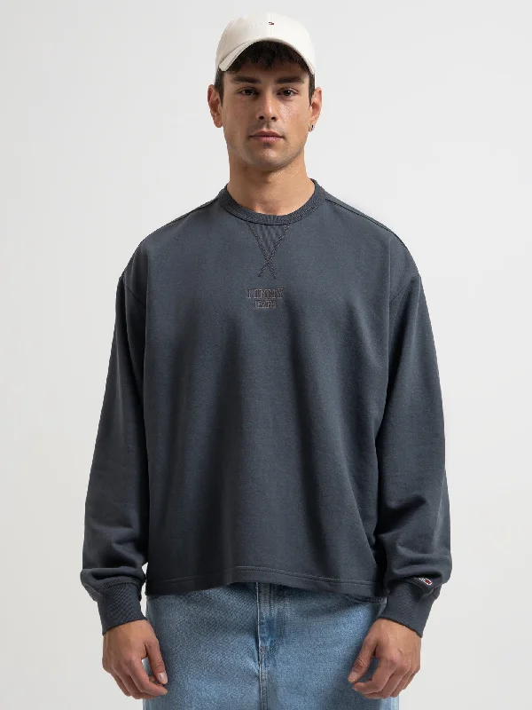 Logo Boxy Fit Sweatshirt in Charcoal