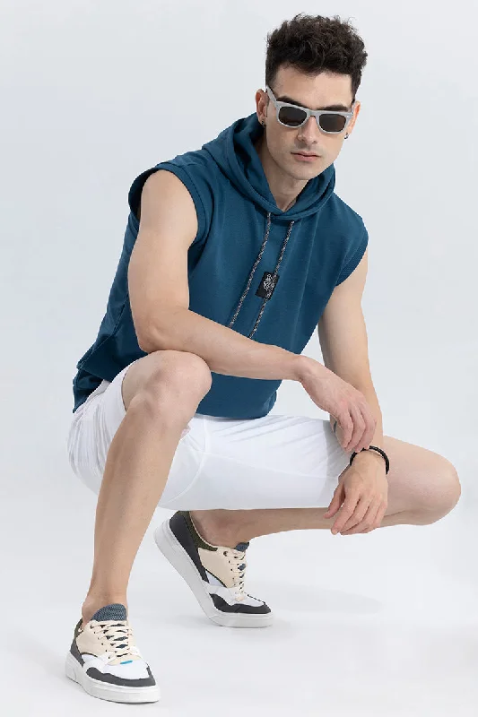 Logotype Blue Sleeveless Hoodie