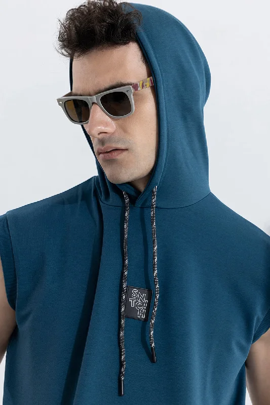 Logotype Blue Sleeveless Hoodie