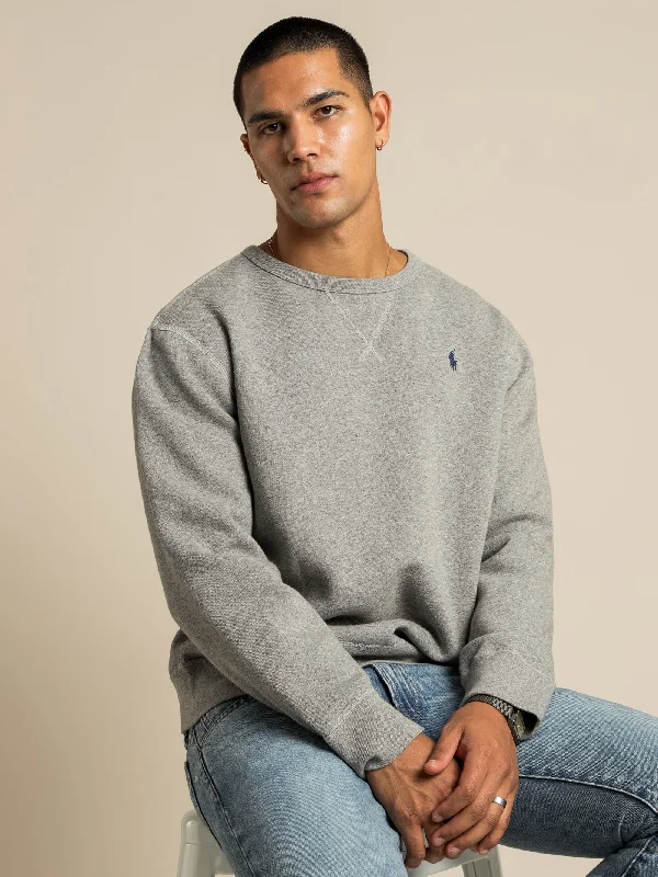 Long Sleeve Crew Sweater in Grey