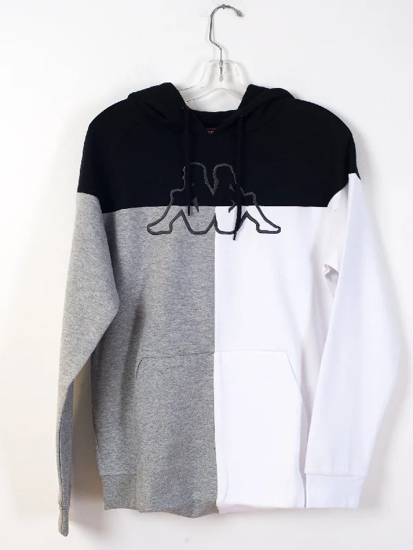 KAPPA BETRO LOGO PULLOVER HOODIE - BLACK/GREY - CLEARANCE