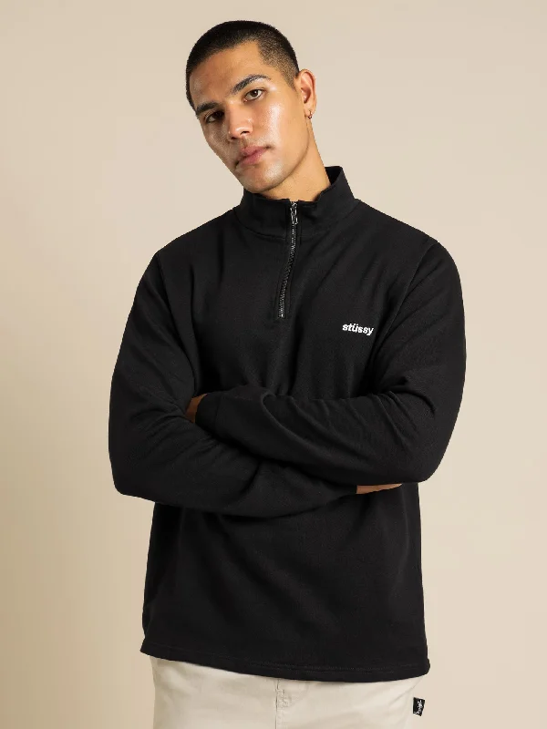 Miles 1/4 Zip Fleece Jumper in Black