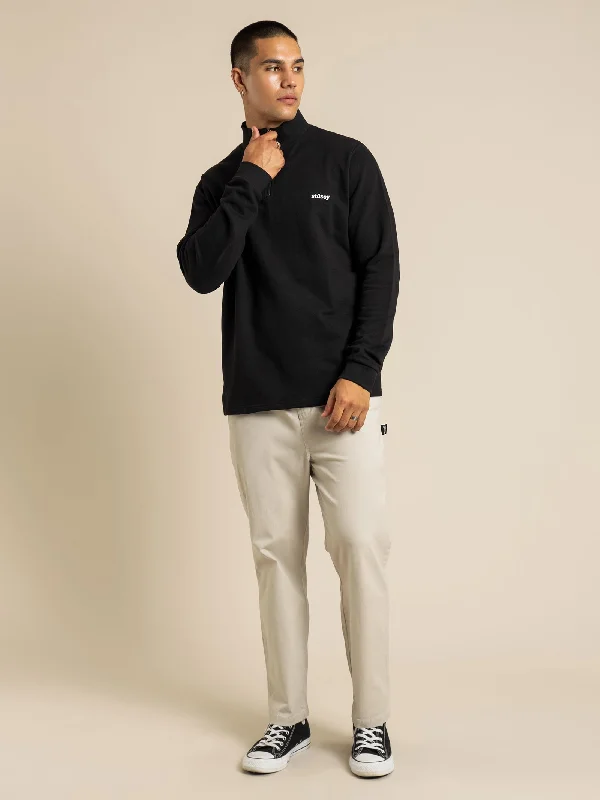 Miles 1/4 Zip Fleece Jumper in Black