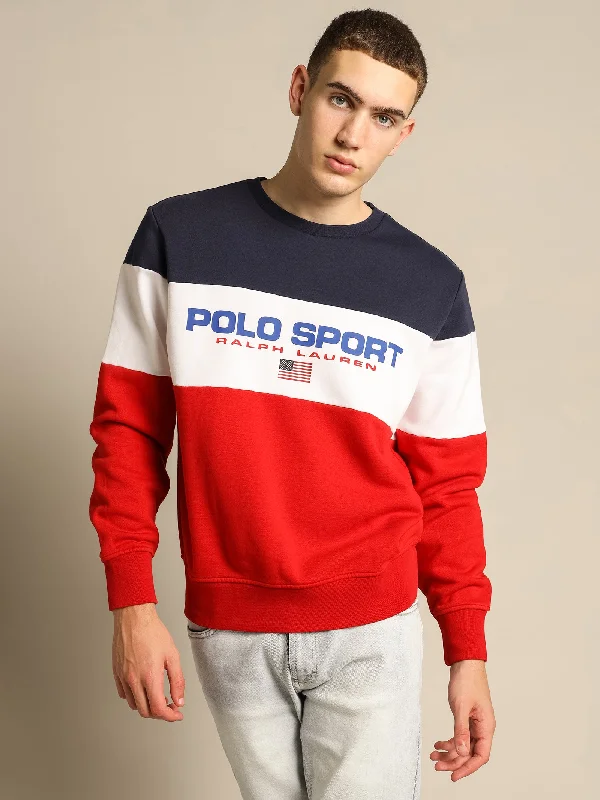 Polo Sport Tricolore Crew Sweat in Red Multi