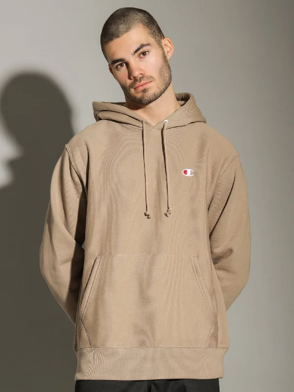 Reverse Weave Hoodie in Khaki