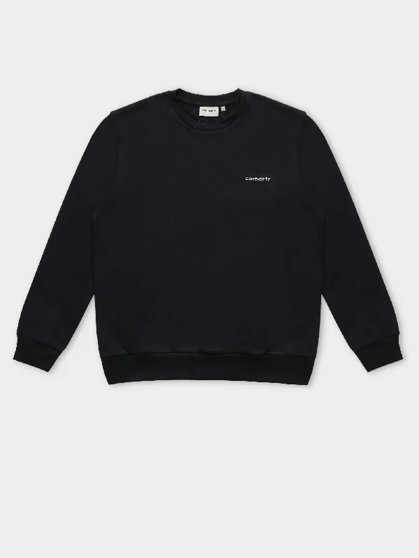 Script Embroidered Sweatshirt in Dark Navy