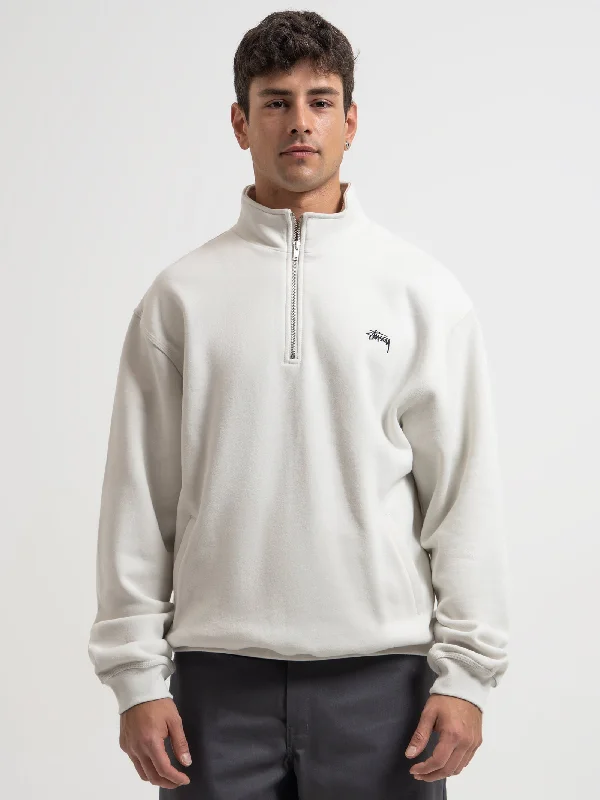 Stock Logo Mock Neck Fleece in Washed White