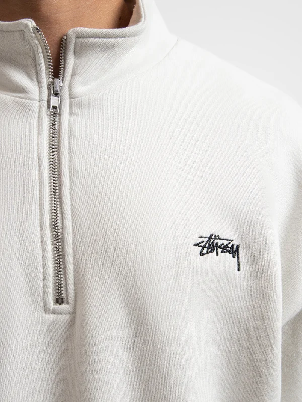 Stock Logo Mock Neck Fleece in Washed White