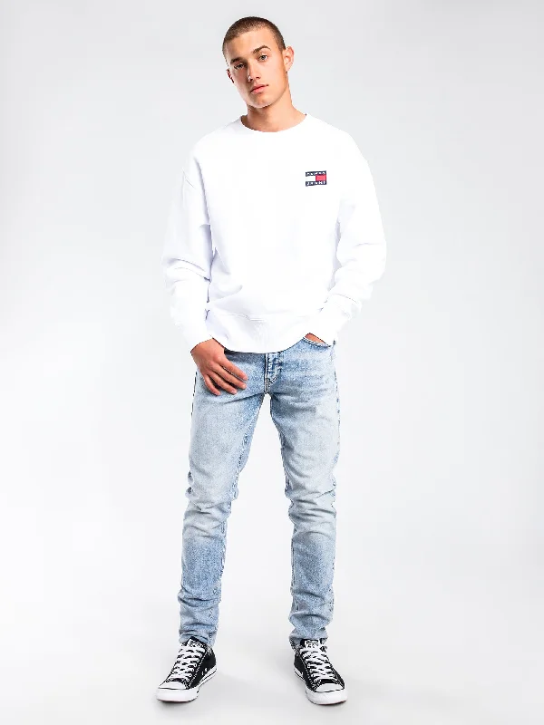 Tommy Badge Crew Jumper in White