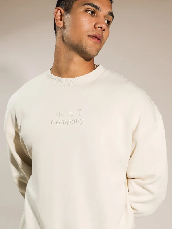 Tonal Stacked Slouch Crewneck in Unbleached