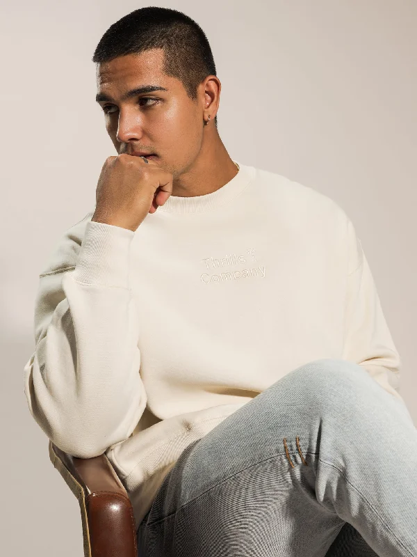 Tonal Stacked Slouch Crewneck in Unbleached