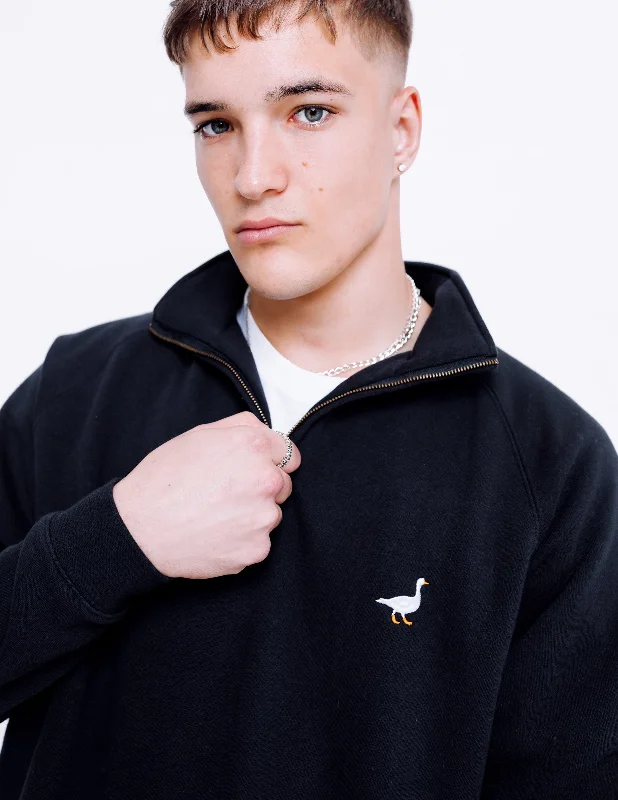 Unisex Black Premium Goose 1/4 Zip Sweat