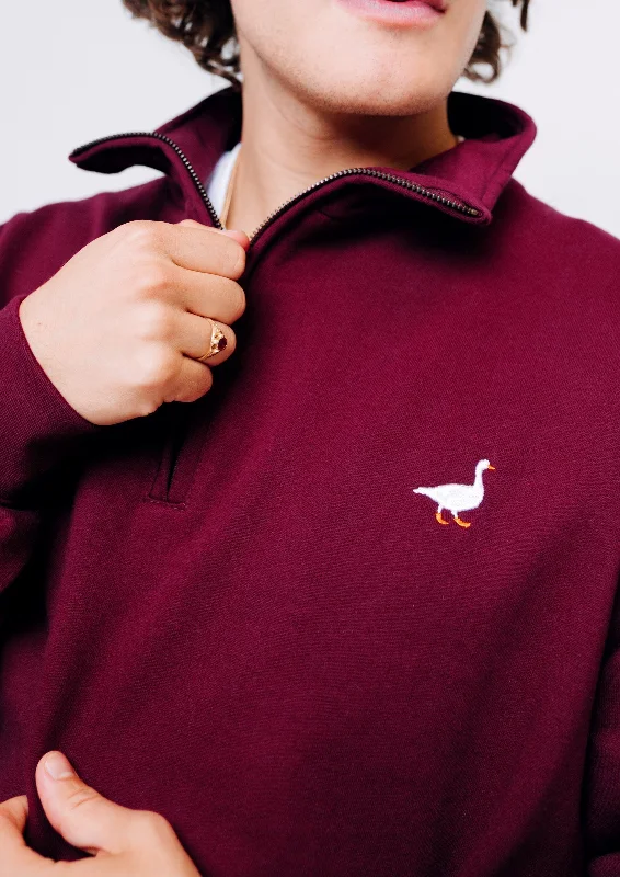 Unisex Burgundy Goose 1/4 Zip Sweat