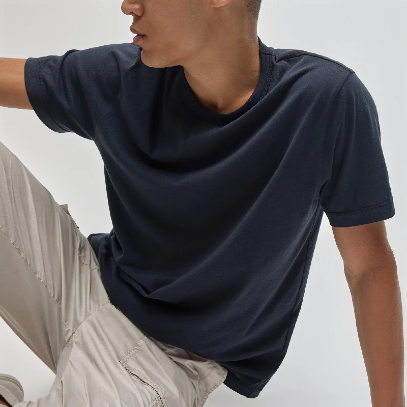Men's short - sleeve linen t - shirts for summer beach outingsBrushed Lotus Crew - Deep