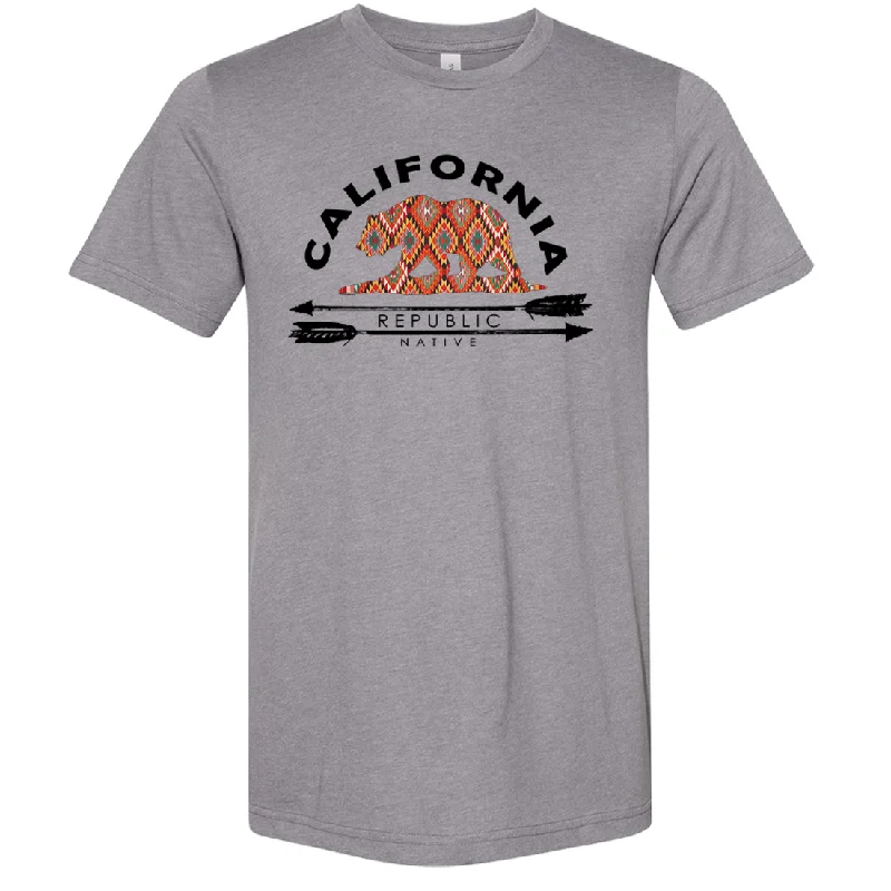 Men's button - front t - shirts with a unique artistic printCalifornia Republic Native Asst Colors Sueded Tee Men's button - front t - shirts with a unique artistic printCalifornia Republic Native Asst Colors Sueded Tee