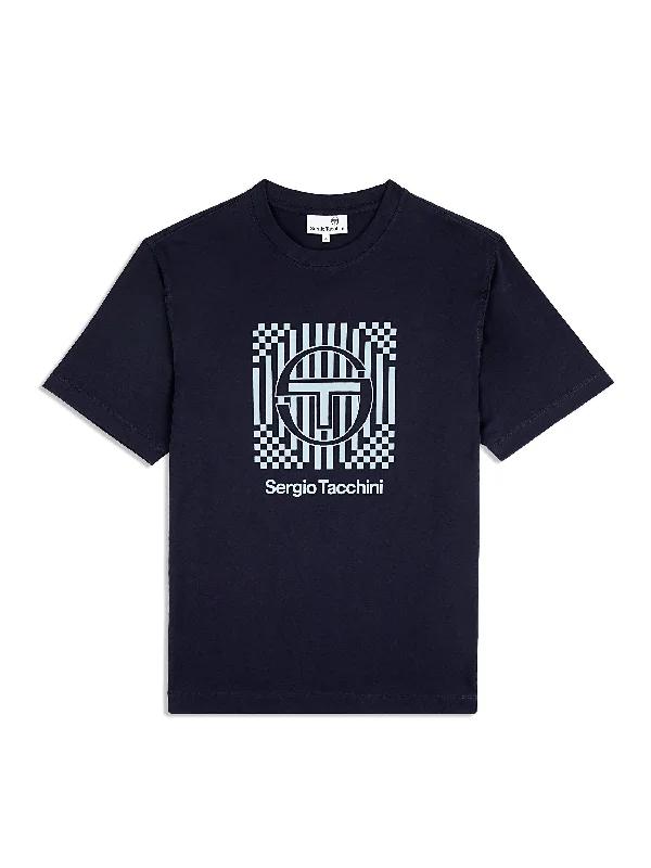 Men's tie - dye t - shirts with a bohemian stylePiastrella T-Shirt- Maritime Blue